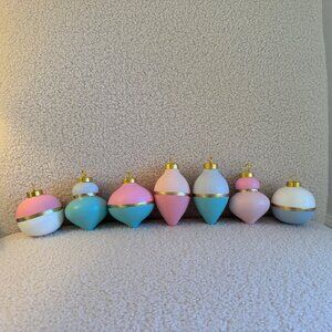 8 Hand Painted Colorful Ceramic Christmas Ornaments